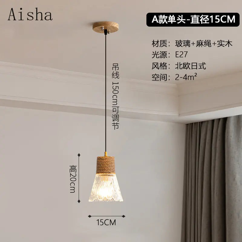 lustre nordique japonais trois têtes style bûche pour intérieur créatif - vue 5 sur 13