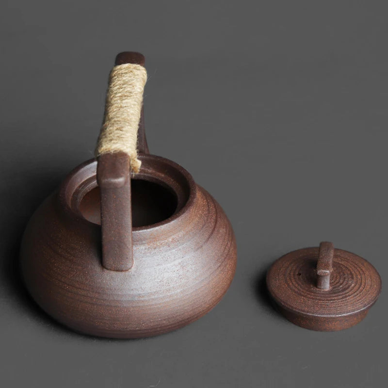 Théière japonaise artisanale en grès style rétro kungfu - vue 6 sur 7