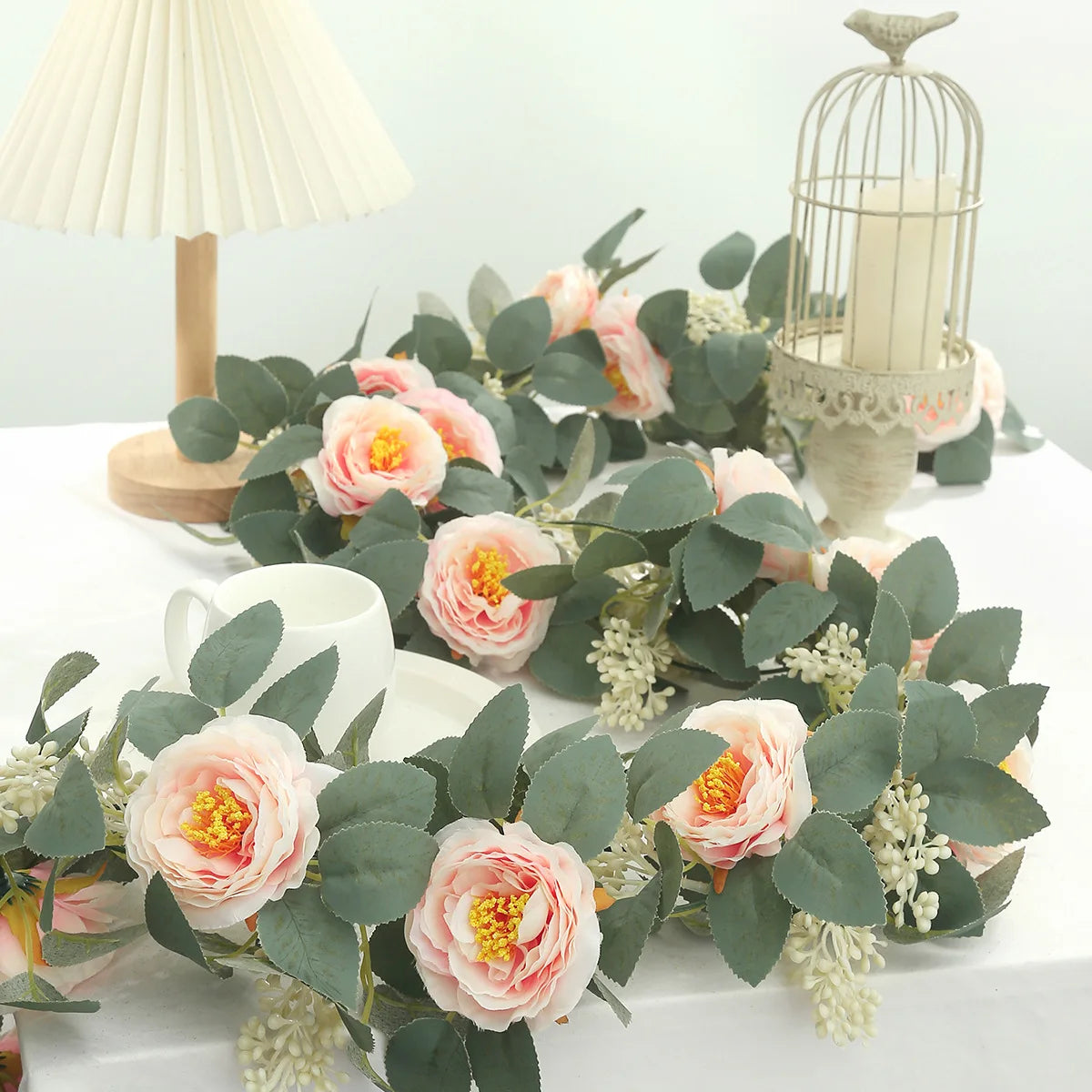 soie simulation rose fausse fleur vignes décoratives artificielles - vue 4 sur 11