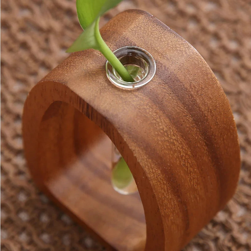 ustensile floral en bois massif vase en verre pour plantes en eau - vue 6 sur 7