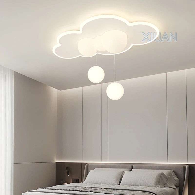 Minimalist Children's Room Ceiling Lamps Hanging Ball Bubble Droplight White Cloud Bedroom Chandelier Light Living Room Indoor - vue 4 sur 9