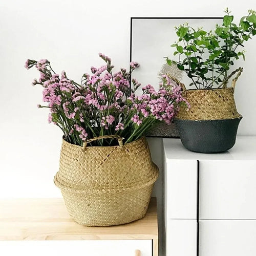 panier suspendu en osier pour rangement et décoration - vue 2 sur 16