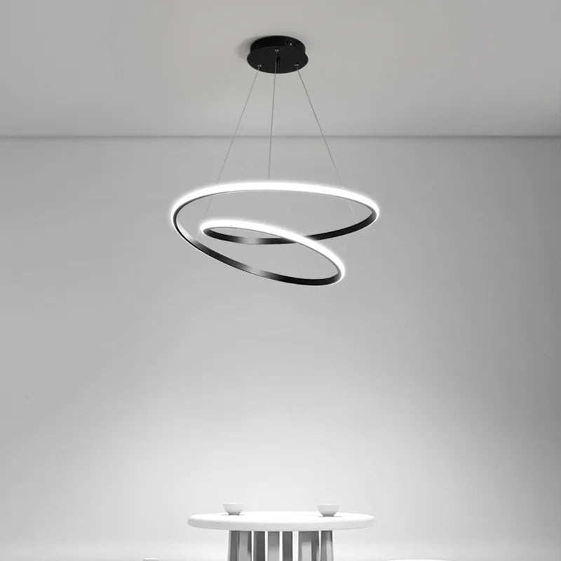 lustre circulaire moderne led éclairage suspendu nordique - vue 2 sur 10