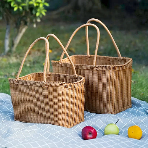 panier de pique-nique en osier pour rangement et courses - vue 2 sur 22