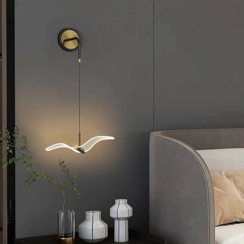 Led mouette suspension lumières chambre chevet fond tenture murale lampes pour plafond créatif décor à la maison Suspension Luminaire