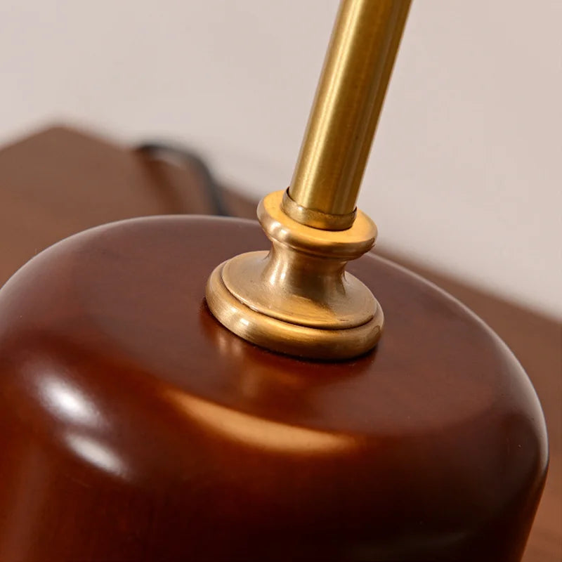 lampe à poser rétro en verre bois et cuivre design artistique - vue 6 sur 8