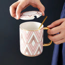 Tasse ceramique style britannique couvercle cuillere bord elegant