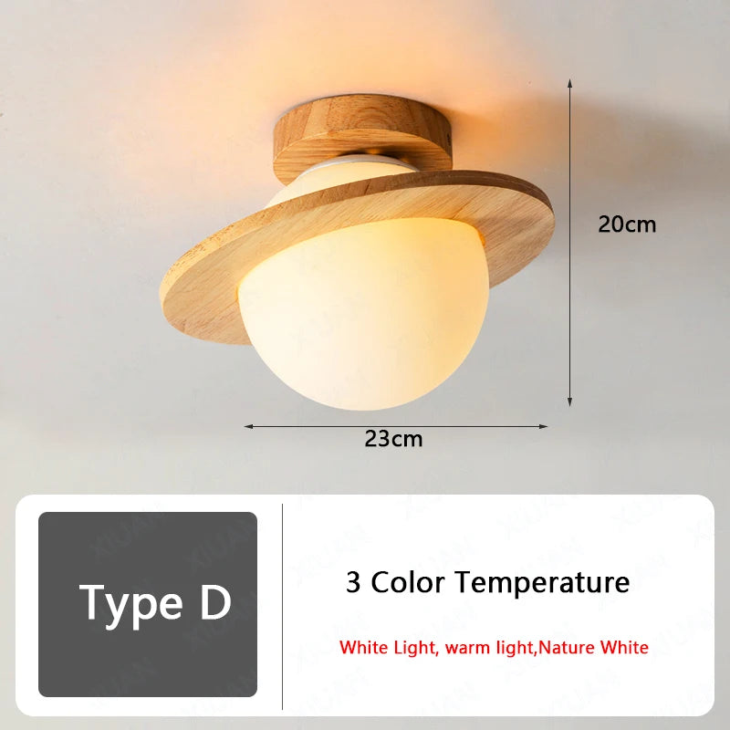 plafonnier nordique en bois led avec 3 températures de lumière - vue 13 sur 14