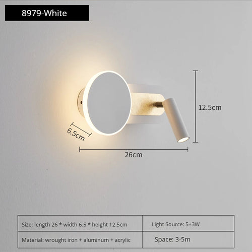 applique murale led nordique moderne rotative avec interrupteur - vue 9 sur 8