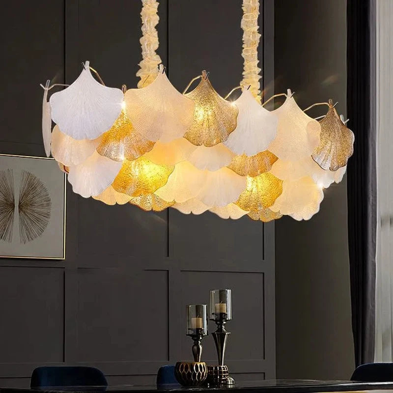 suspension moderne en verre ginkgo pour éclairage intérieur décoratif - vue 4 sur 10
