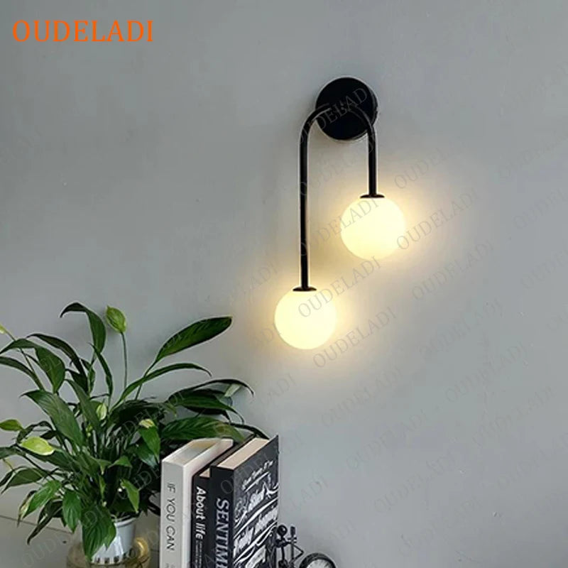 applique murale led boule verre intérieure moderne - vue 4 sur 10
