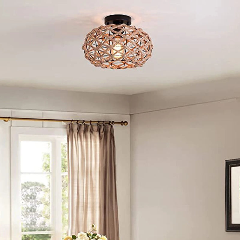 Lampes de plafond en corde de chanvre faites à la main Lustre pour Plafonnier Vintage rétro industriel fer salle à manger salon lumières éclairage