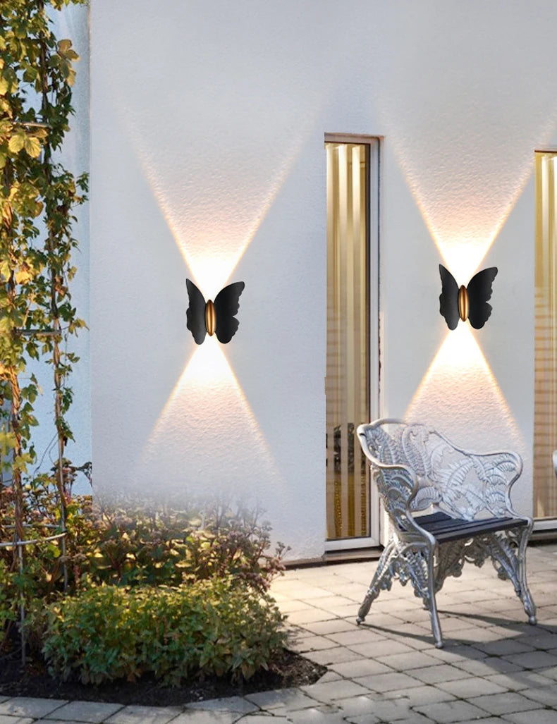 applique murale étanche design papillon pour éclairage extérieur moderne - vue 4 sur 7