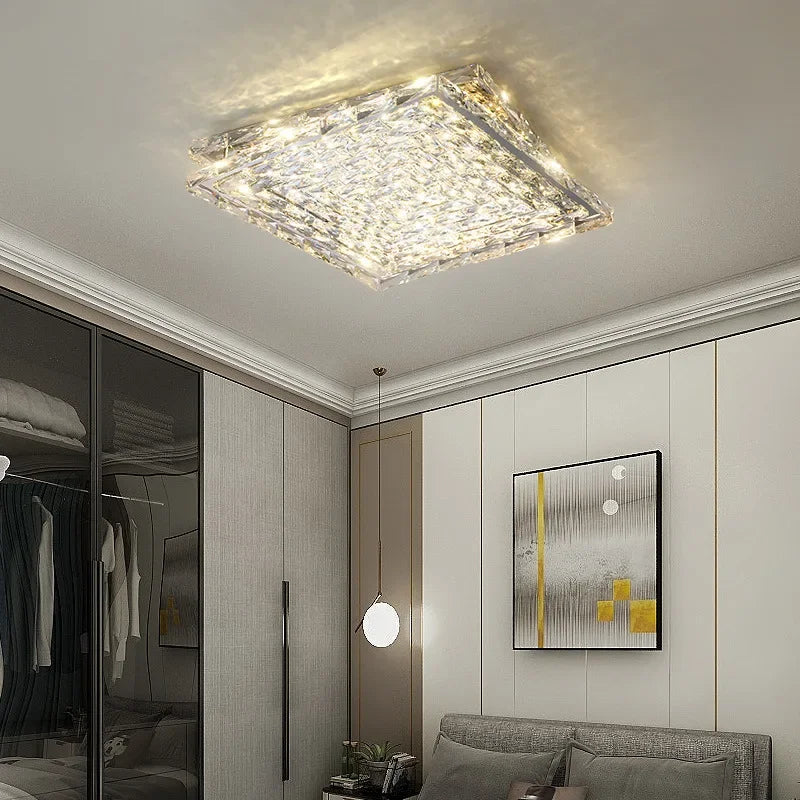 plafonnier led carré en cristal luxe pour décoration intérieure - vue 4 sur 10