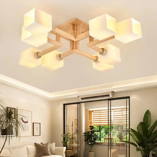 Plafonnier design en bois style japonais - vue 3 sur 10