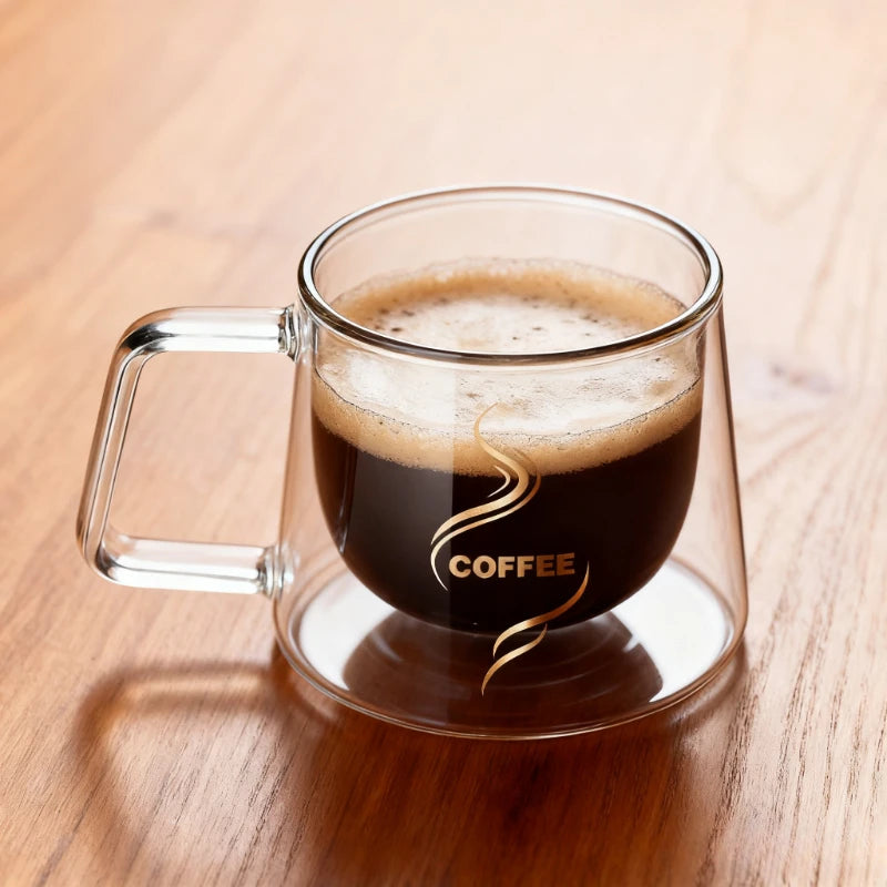 Mug verre double paroi 200 ml anse isolant - vue 2 sur 7