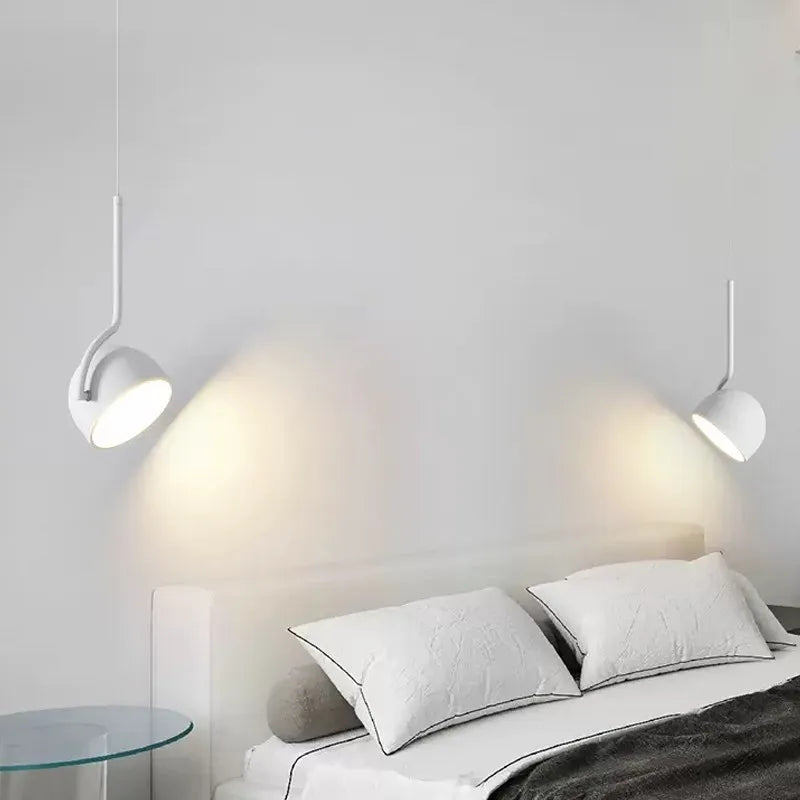 Nordique LED Suspension Lumière Minimaliste Noir Blanc Cuillère Fer Suspension Chambre Salons Étude Bureau Éclairage Luminaire