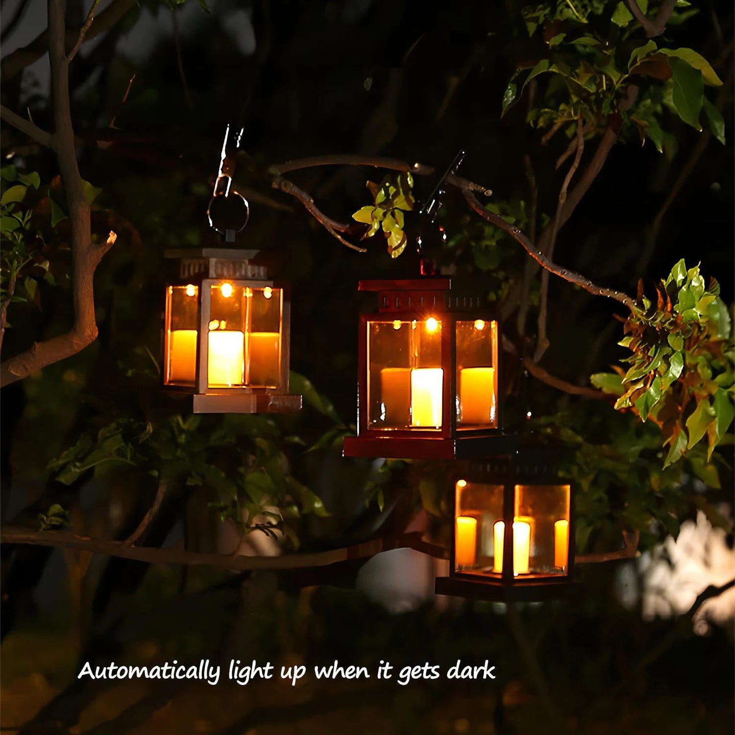 Lampe solaire bougie lanterne jardin étanche noël - vue 4 sur 7