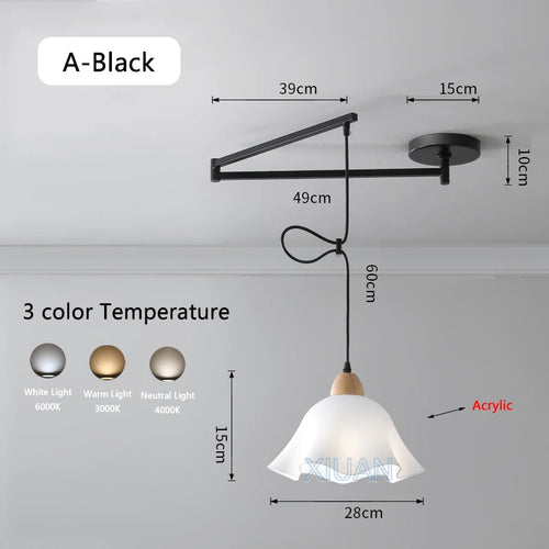 suspension moderne à bras oscillant led mobile - vue 22 sur 30