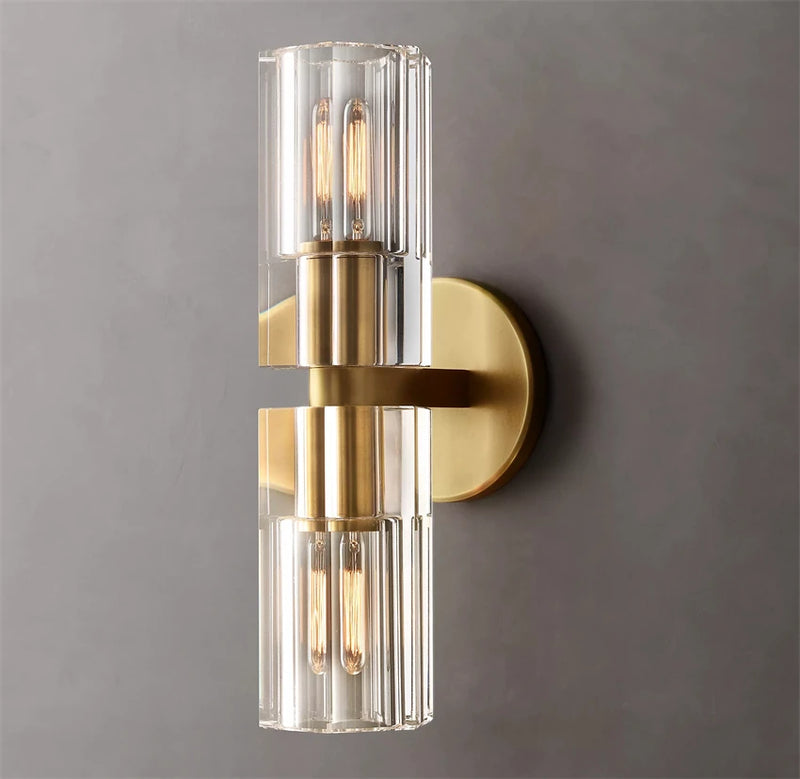 applique murale led moderne en cristal clair nickel laiton