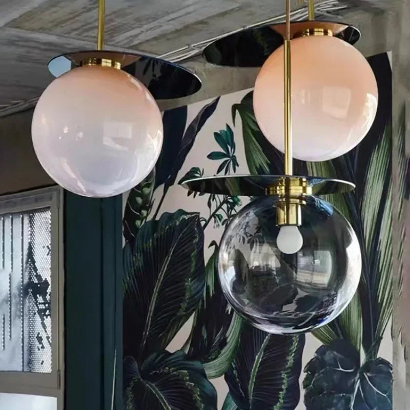 suspension moderne en verre teinté pour décoration intérieure - vue 4 sur 11
