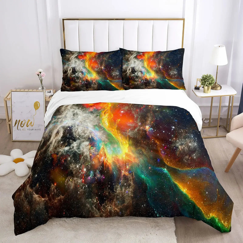 housse de couette galaxy space univers psychédélique taille queen