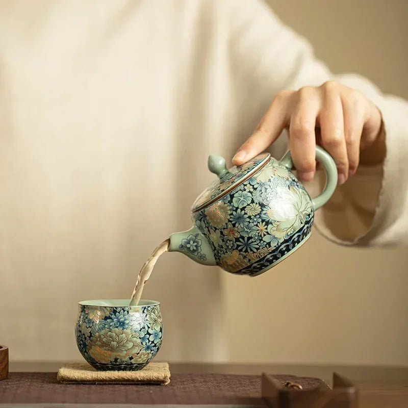 Théière ru kiln céramique pivoine style han kungfu - vue 2 sur 6