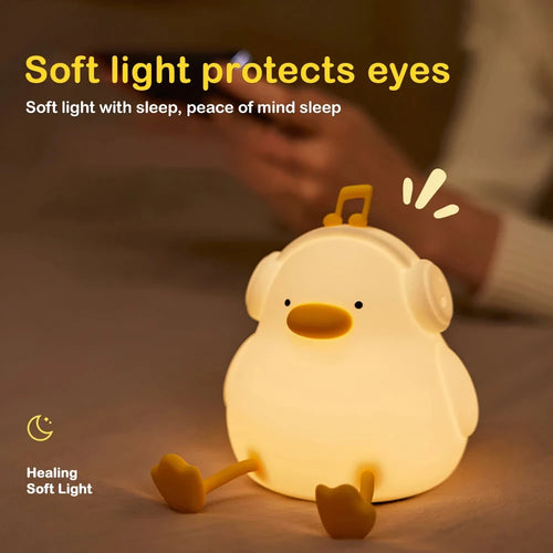 veilleuse canard en silicone rechargeable usb dimmable cadeau anniversaire - vue 7 sur 8