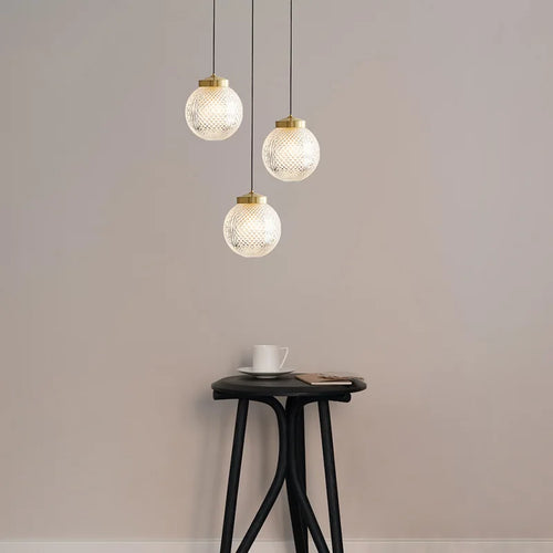 suspension moderne en cuivre avec cordon en verre réglable - vue 2 sur 9
