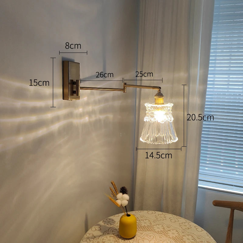 IWHD tirer chaîne verre applique murale LED applique bras gauche droite rotation chambre salon lumières nordique moderne à côté lampe Wandlamp - vue 13 sur 23
