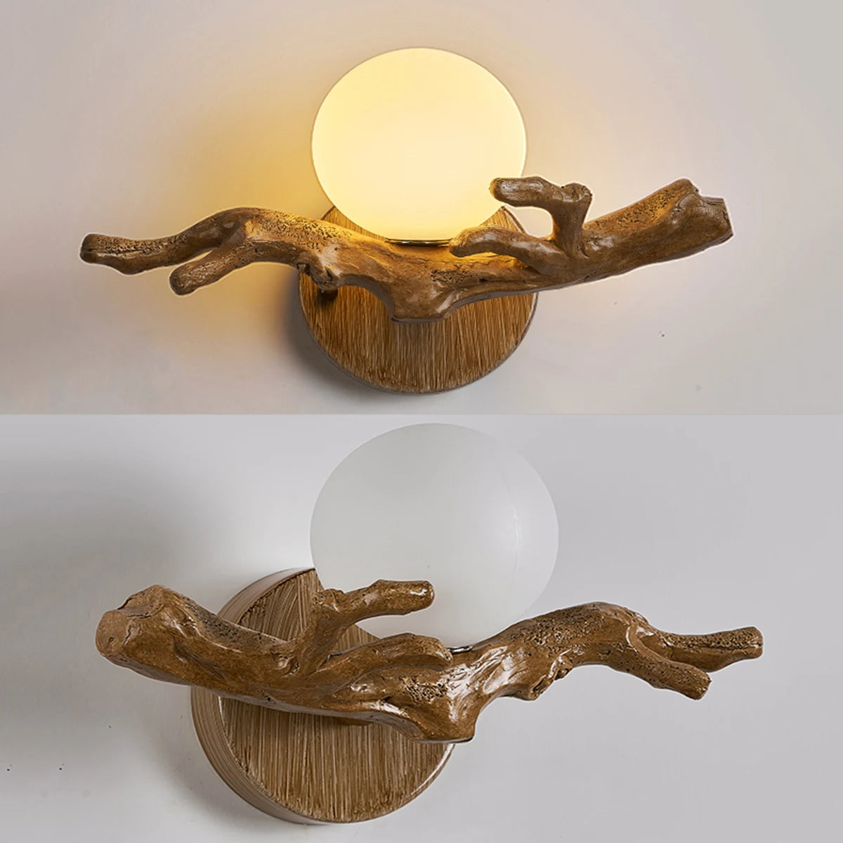 Applique murale LED Vintage en forme de branche d'arbre en résine - vue 3 sur 10