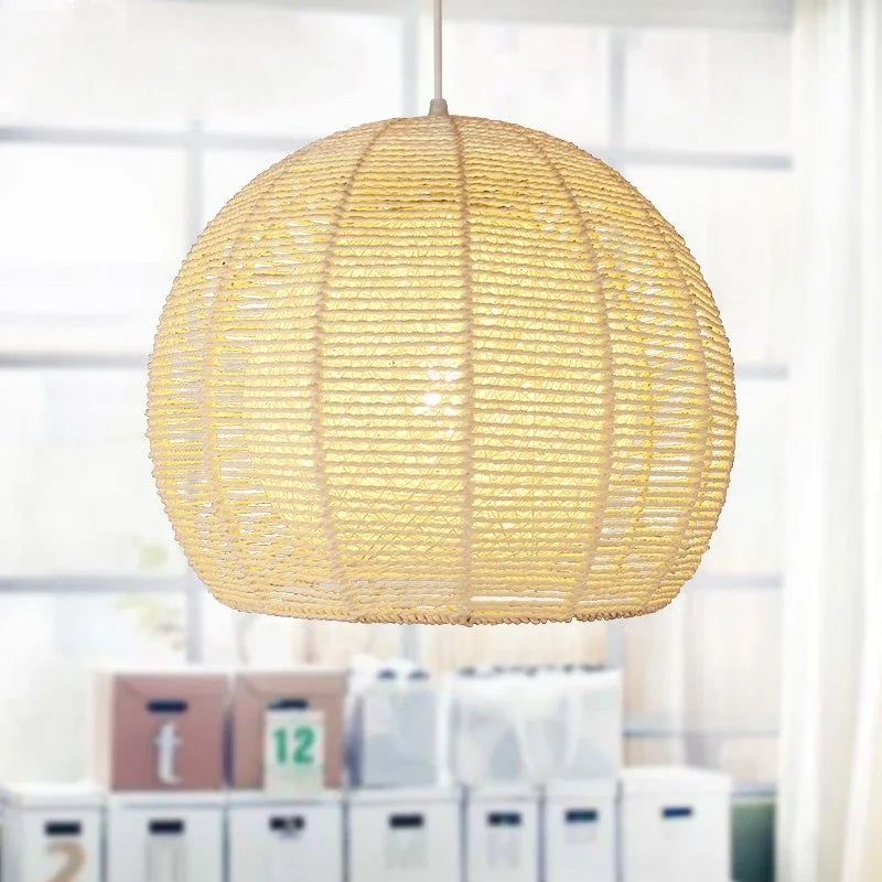 luminaire led nordique moderne en fer et corde de chanvre - vue 4 sur 14