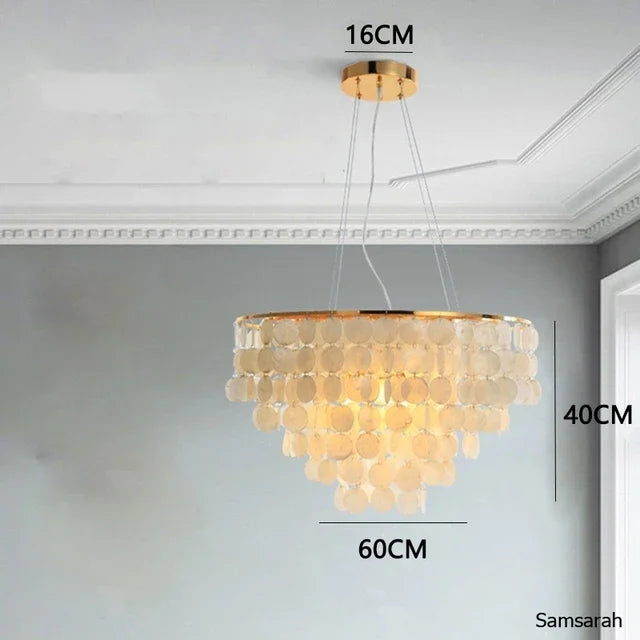 lustre nordique en coquillage avec luminaire à led - vue 17 sur 17
