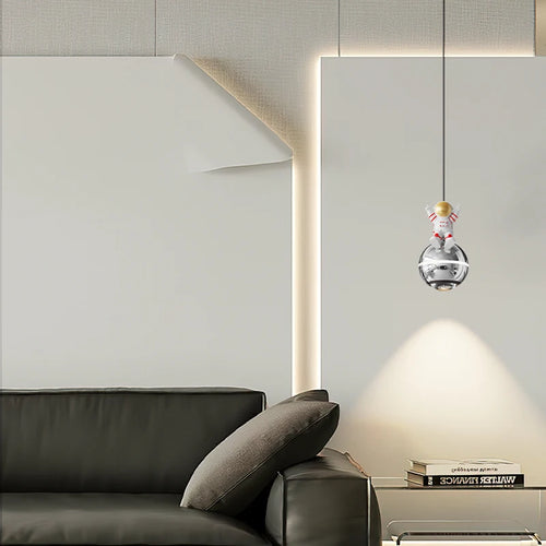 lustre moderne led design astronaute petites suspension - vue 3 sur 18