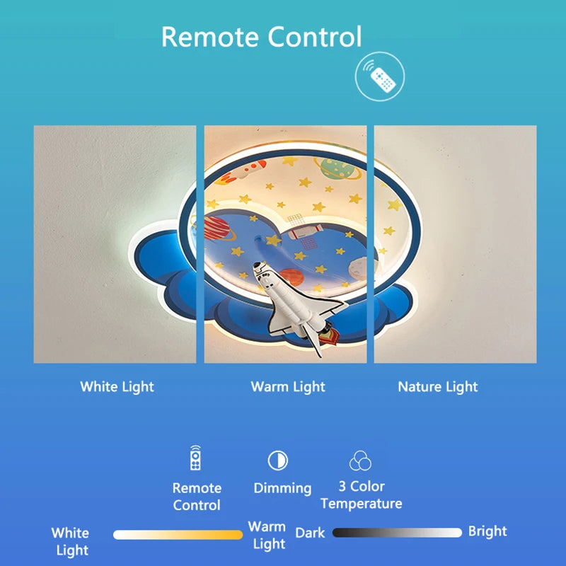 lustre d'intérieur pour enfant avec télécommande rocket lights boy