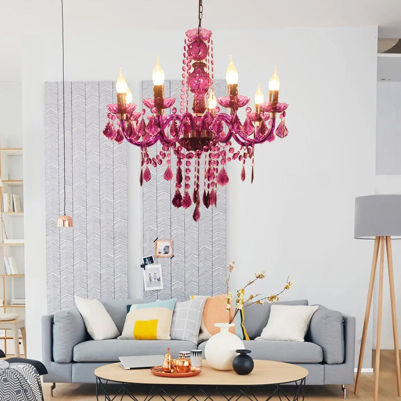 lustre en fer à fleurs colorées pour enfants - vue 9 sur 10