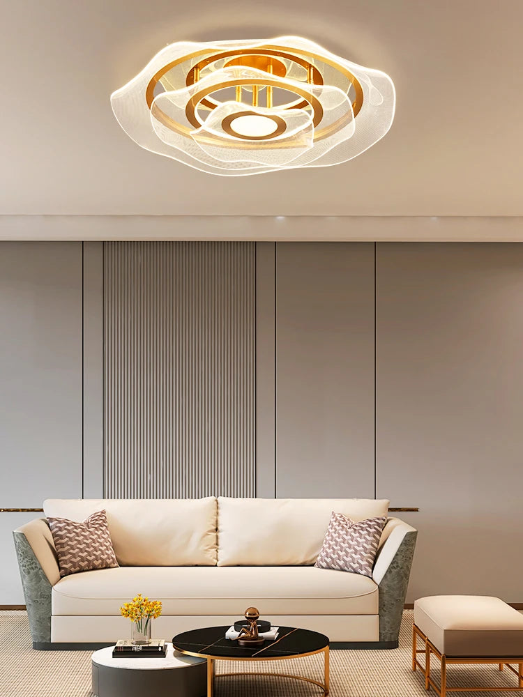 lustre doré à led au style luxueux pour intérieur élégant - vue 3 sur 12