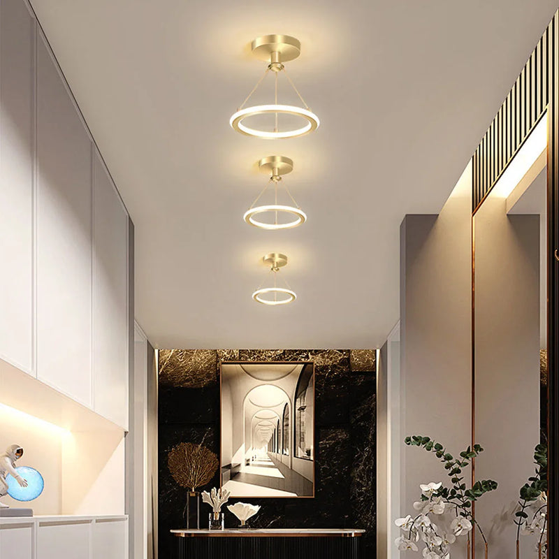 lustre led créatif nordique cercle rond éclairage restaurant