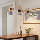 suspension moderne en verre bois et cuivre réglable