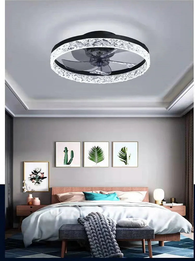 ventilateur de plafond lumineux silencieux avec télécommande décoratif - vue 3 sur 10