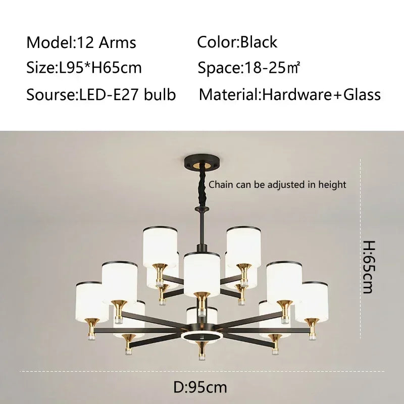 suspension moderne en verre doré et noir pour intérieur élégant - vue 13 sur 17