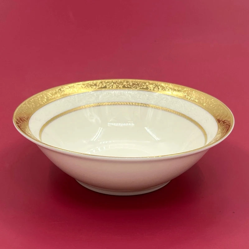 Assiette porcelaine style palais relief steak doré