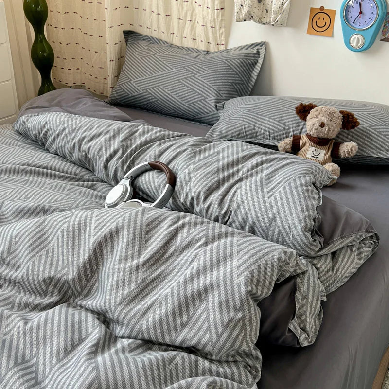 housse de couette rayée douce plusieurs tailles disponibles