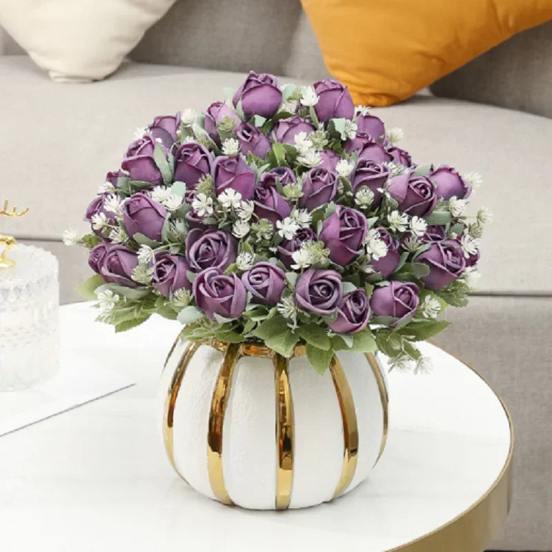 décoration florale en soie roses artificielles pour intérieur et extérieur - vue 4 sur 14