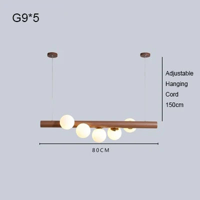 lustre en bois de noyer et verre design moderne pour intérieur élégant - vue 9 sur 13