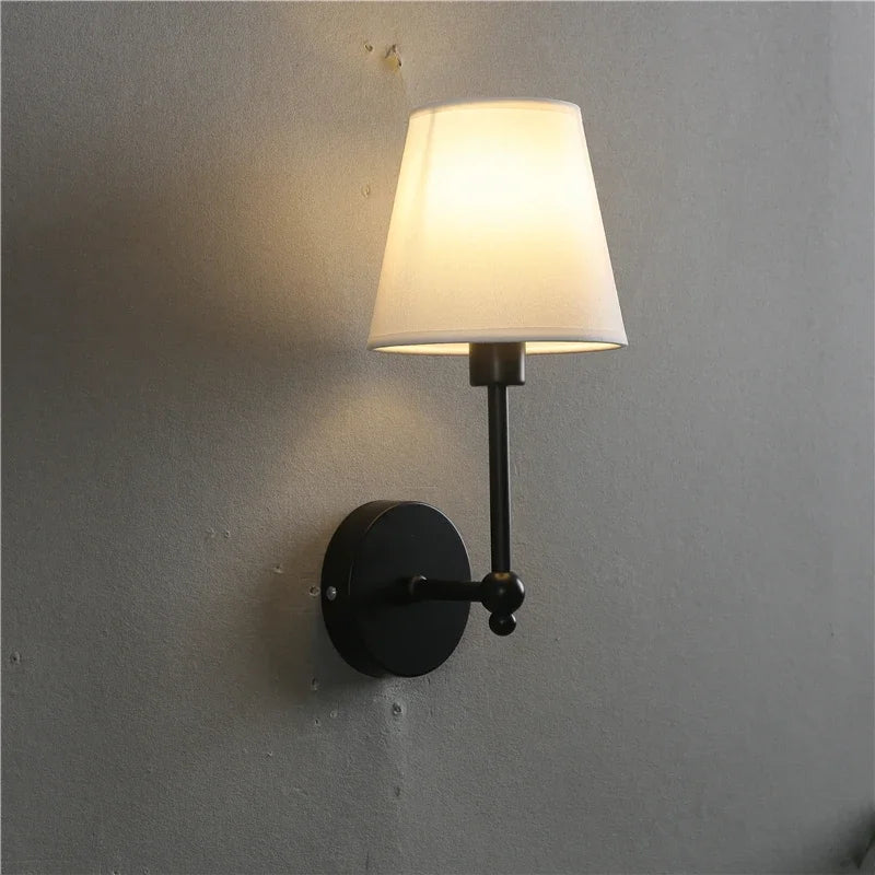 applique murale led rétro américaines couvertes de lin luxueuses