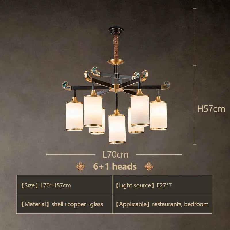 lustre en cuivre design style chinois pour éclairage moderne