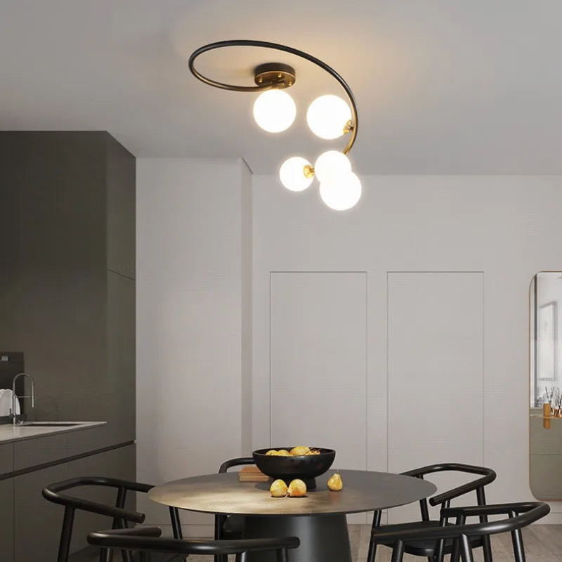 plafonnier moderne en cuivre irrégulier avec lumière personnalisée