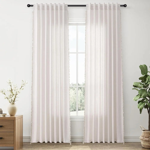 Voilage effet lin extra long sur mesure moderne - vue 3 sur 6