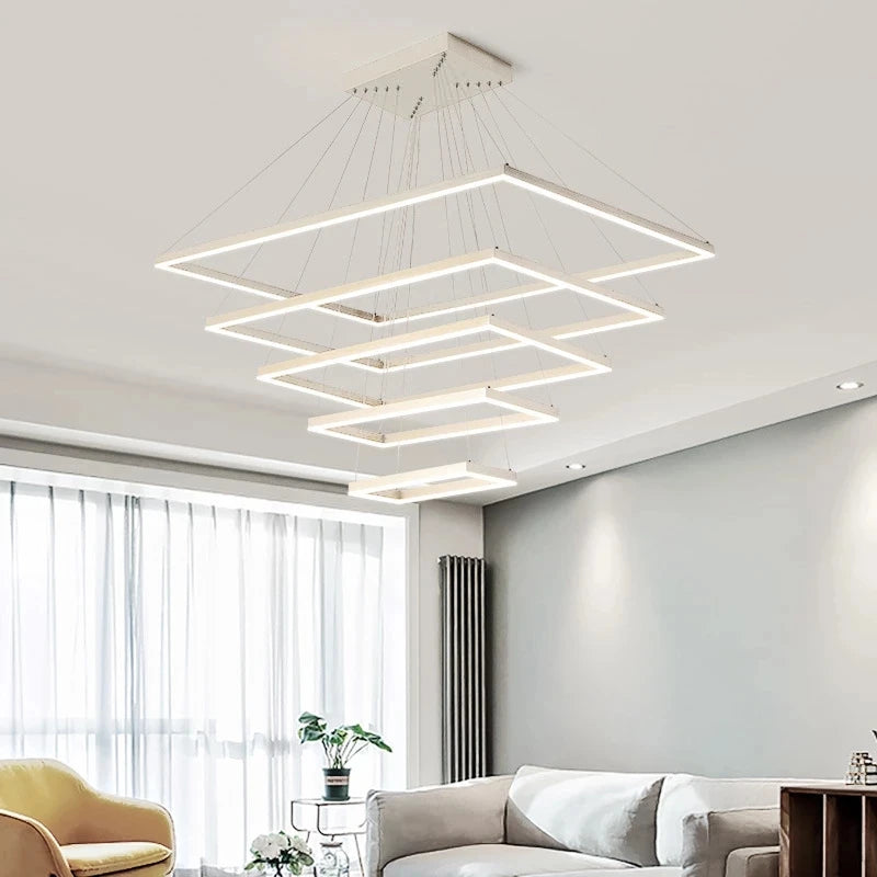 lustre led moderne salon maison plafond luxe intérieur - vue 6 sur 17